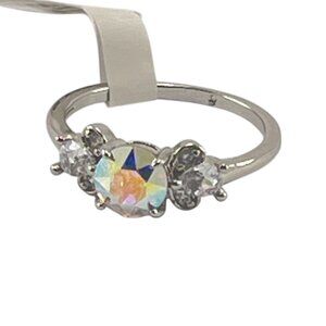 Silver-Plated Butterfly Design Ring With Multicolor Zirconia & Crystal Accents S